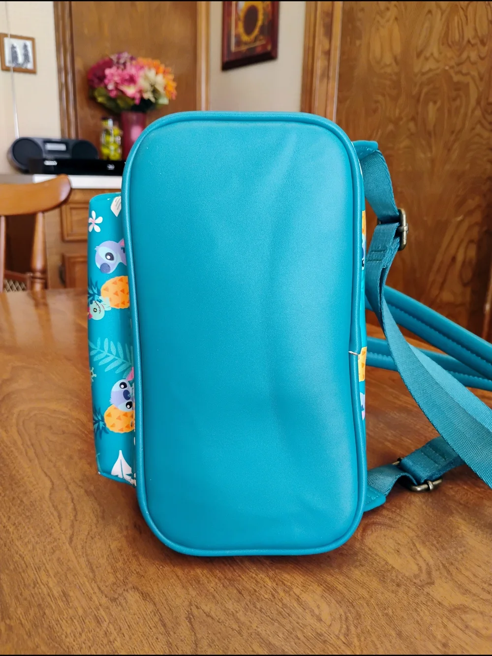 Loungefly Disney Stitch And Scrump Tropical Leaves Mini Backpack Peacock Blue